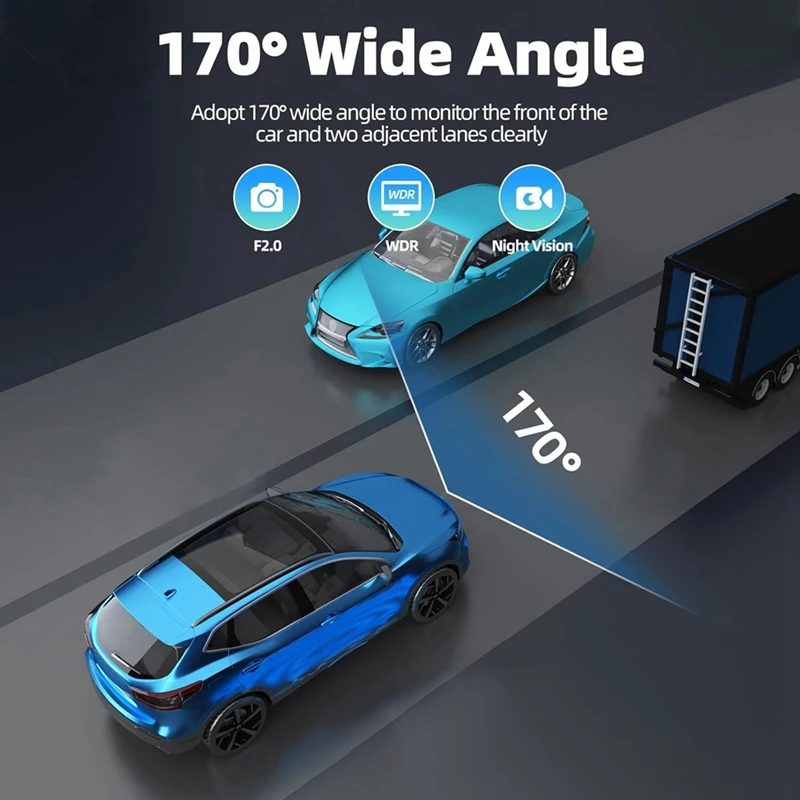 Kamera dasbor mobil 1080P ringkas dengan layar IPS 1,47 inci, parkir 24 jam, Rekam Loop, perekam DVR g-sensor
