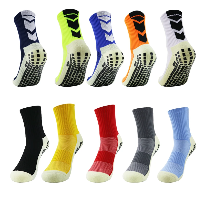 Anti Soccer Socks Slip for Football Men Teenage Kid Boys Sport Grips Crew Socks Black White Blue High Quality Socks