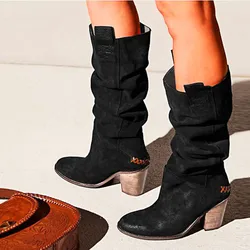 Woman Boots Women Knee High Boots Hign Boots Chunky Retro Women'S Heel Shoes Knee Extra Wide Calf Knee High Boots For Women