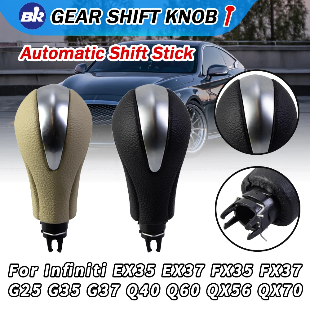 Black Beige Automatic Gear Shift Knob For Nissan Patrol Y62 Nissan Infiniti G25 G37 FX37 EX37 QX70 Q60 34910-JK03A 34910-1LA6C