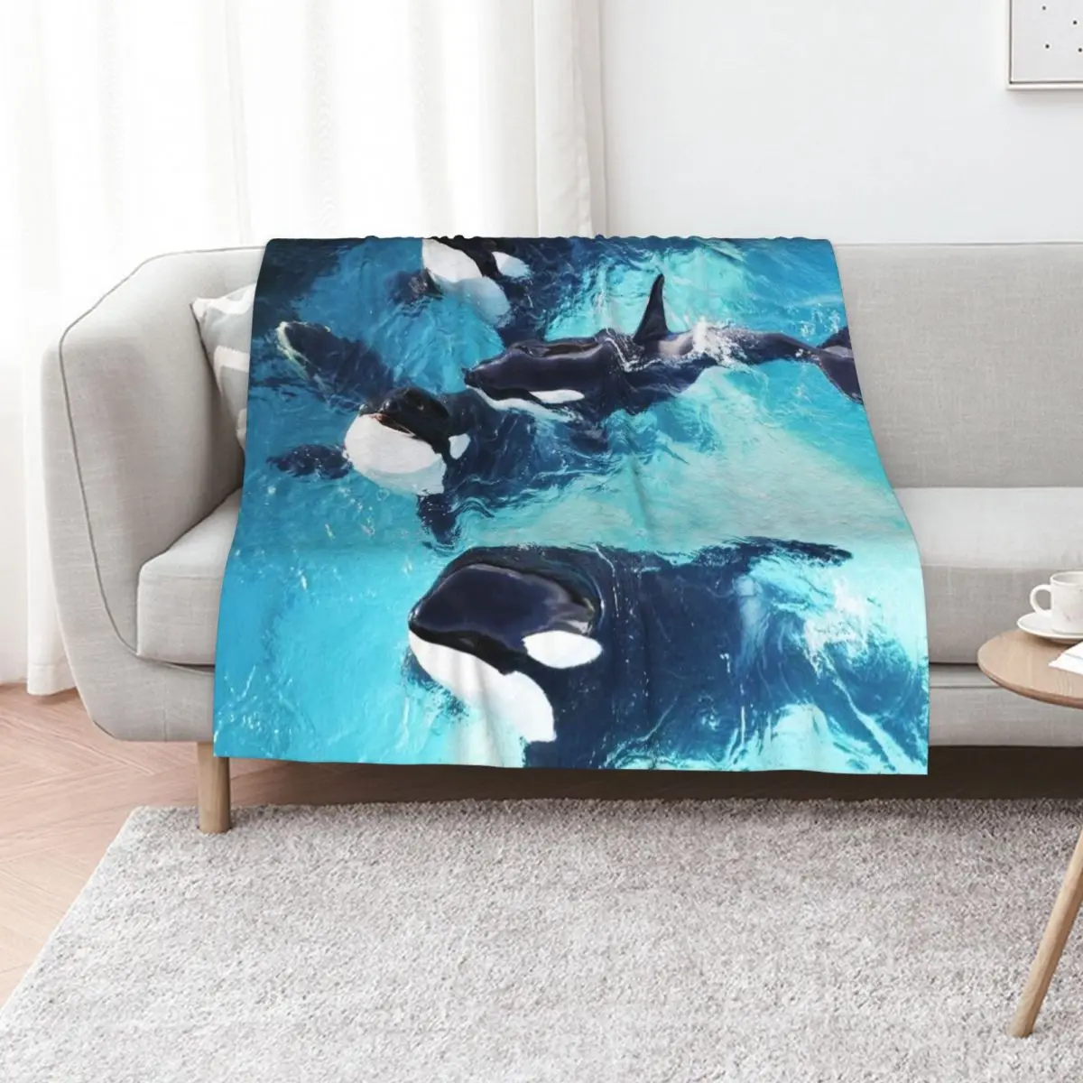 Whale in Blue Ocean Throw Blanket Soft Big Plaid Hairy Decorative Beds Sleeping Bag Fashion Sofas Blankets