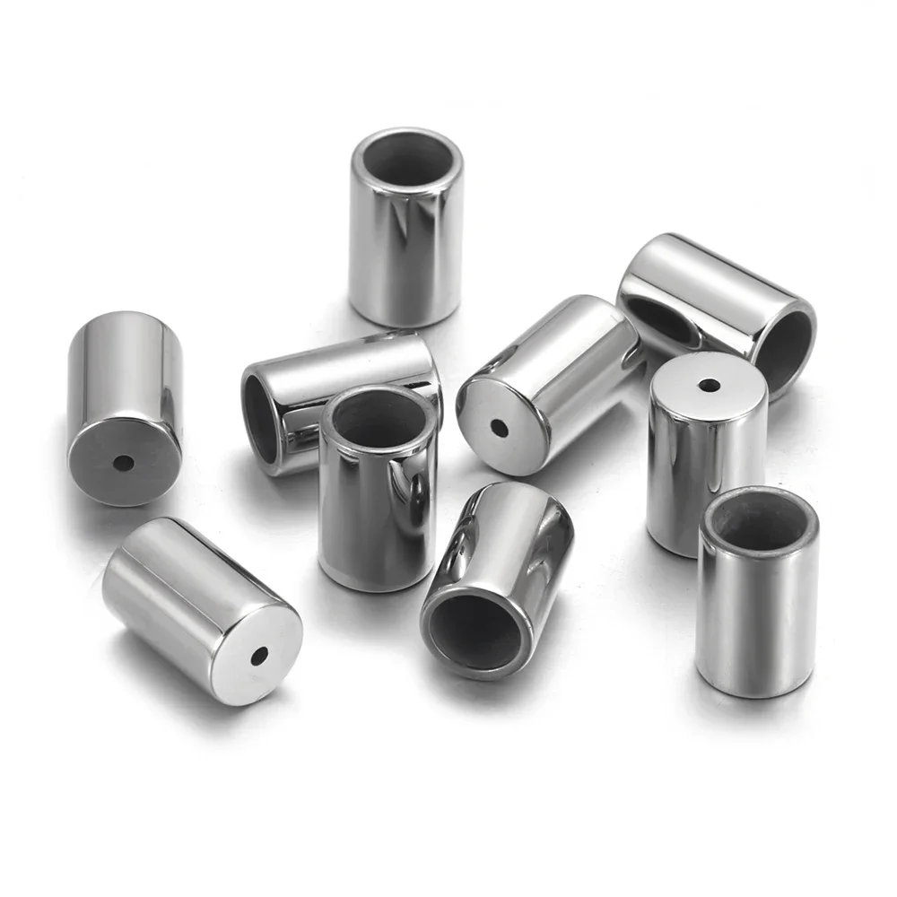 Stainless Steel 6mm / 1mm Tube Beads for Connect Leather Cord End Beads Spacer for Bracelet Jewelry Making Accessories