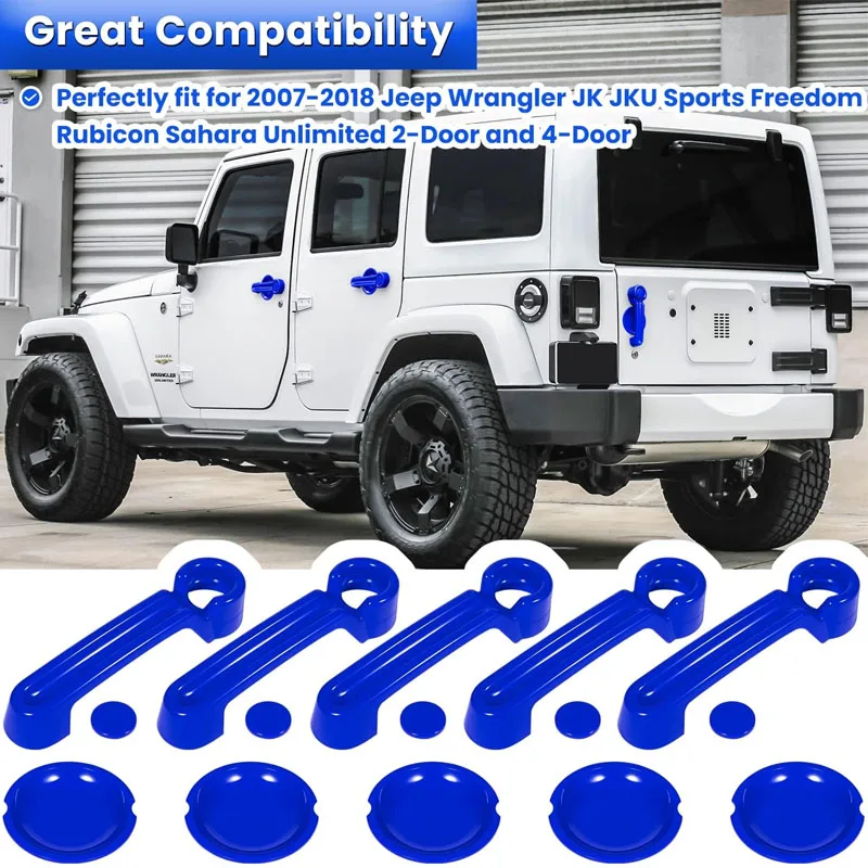 Exterior Door Handle Cover & Tailgate Handle Cover Fits for Jeep Wrangler JK JKU Sahara Rubicon Unlimited 2007-2018