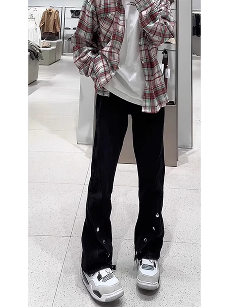 

Bla Slim Fit Straight Leg Jeans Men's American Vibe Sle Bell Bot High Waist Zipper Closure Wear Resistant Teenager Jeans