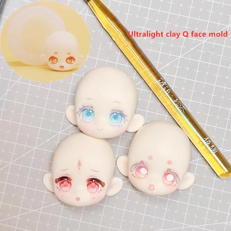 High 20-40mm Ultra Light Clay Q Edition Face Mold Transparent Silicone Mold DIY Hand Polymer Clay Doll Face Sculpture Model