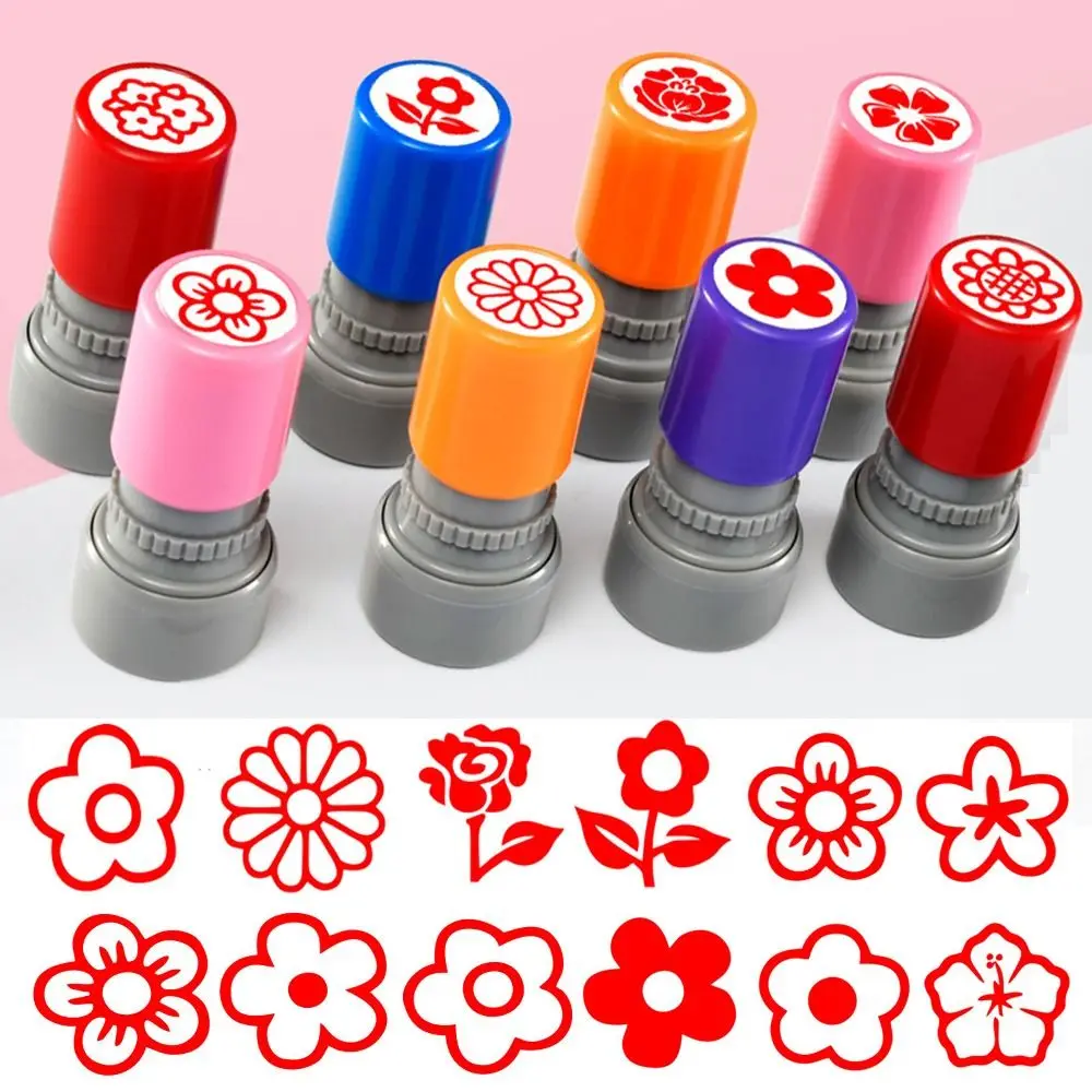 DIY Drawing Toy Rewards Flower Stamp Self Inking Students Rewards Star Grading Stamp Encouraging Positive Review