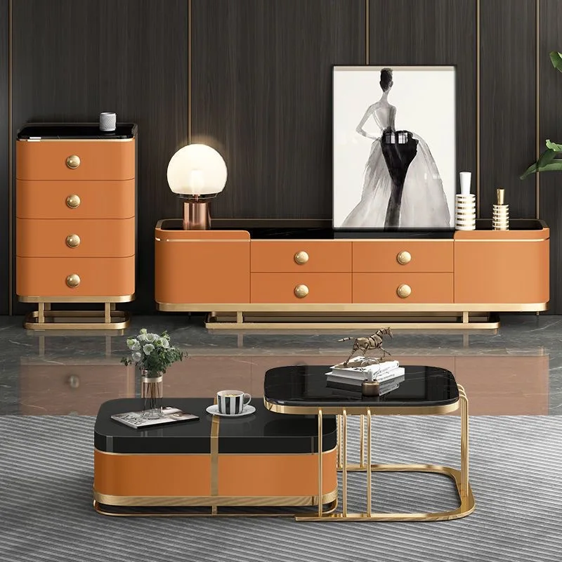 

Light Luxury Tea Table Tv Cabinet In High Quality Hot Sale Fashion Furniture For Living Room Apartment TV Stand Coffee Table Set