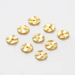 30pcs/lot 14K 18K Gold Plated 4 6 8mm Flat Round Metal Spacer Beads Wave Necklace Beads For Earing Bracelet Jewelry Components