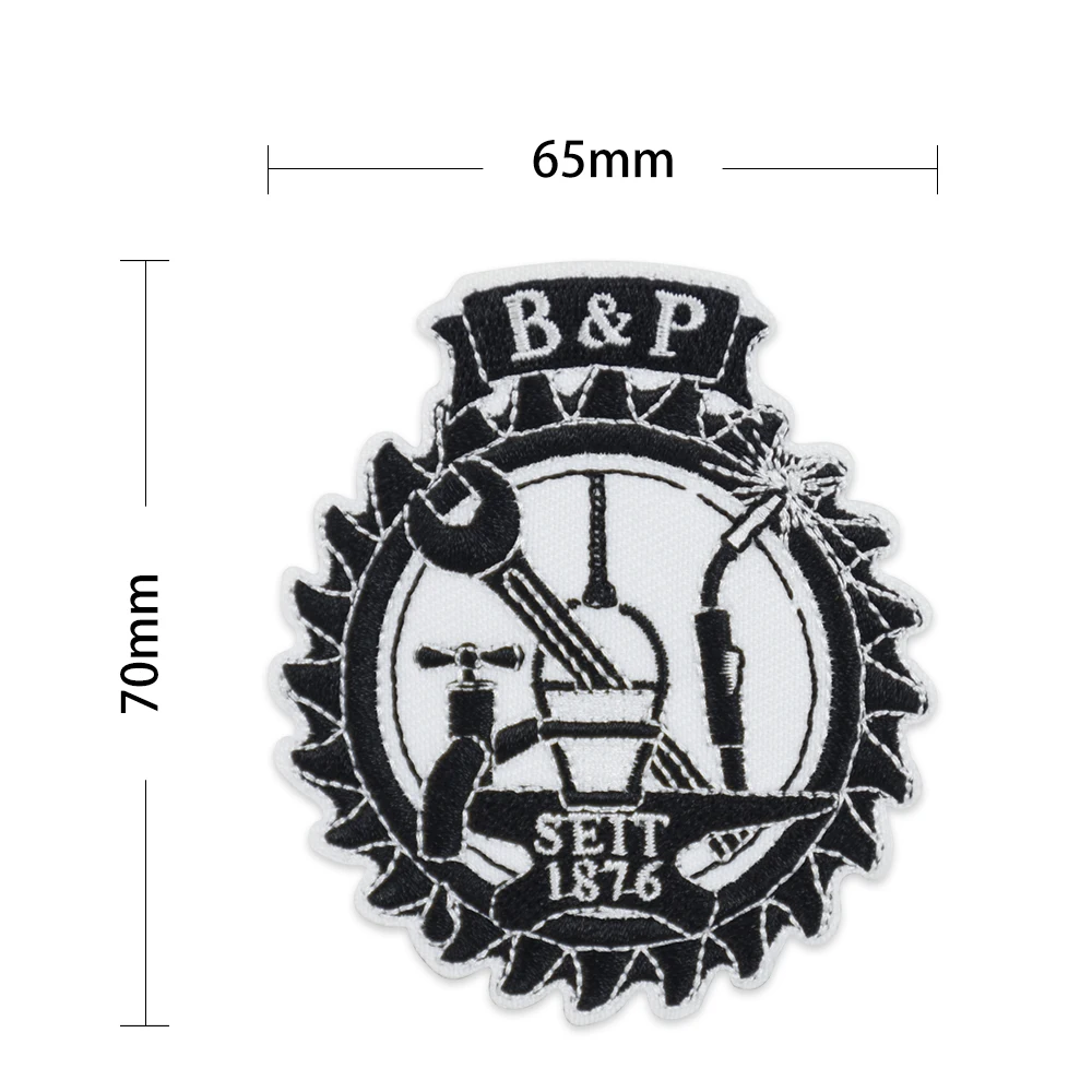 Spanner Wrench Embroidery Patches Iron On Cool Sign Cloth Applique Needlework Industry Badges Stickers for Clothing Caps