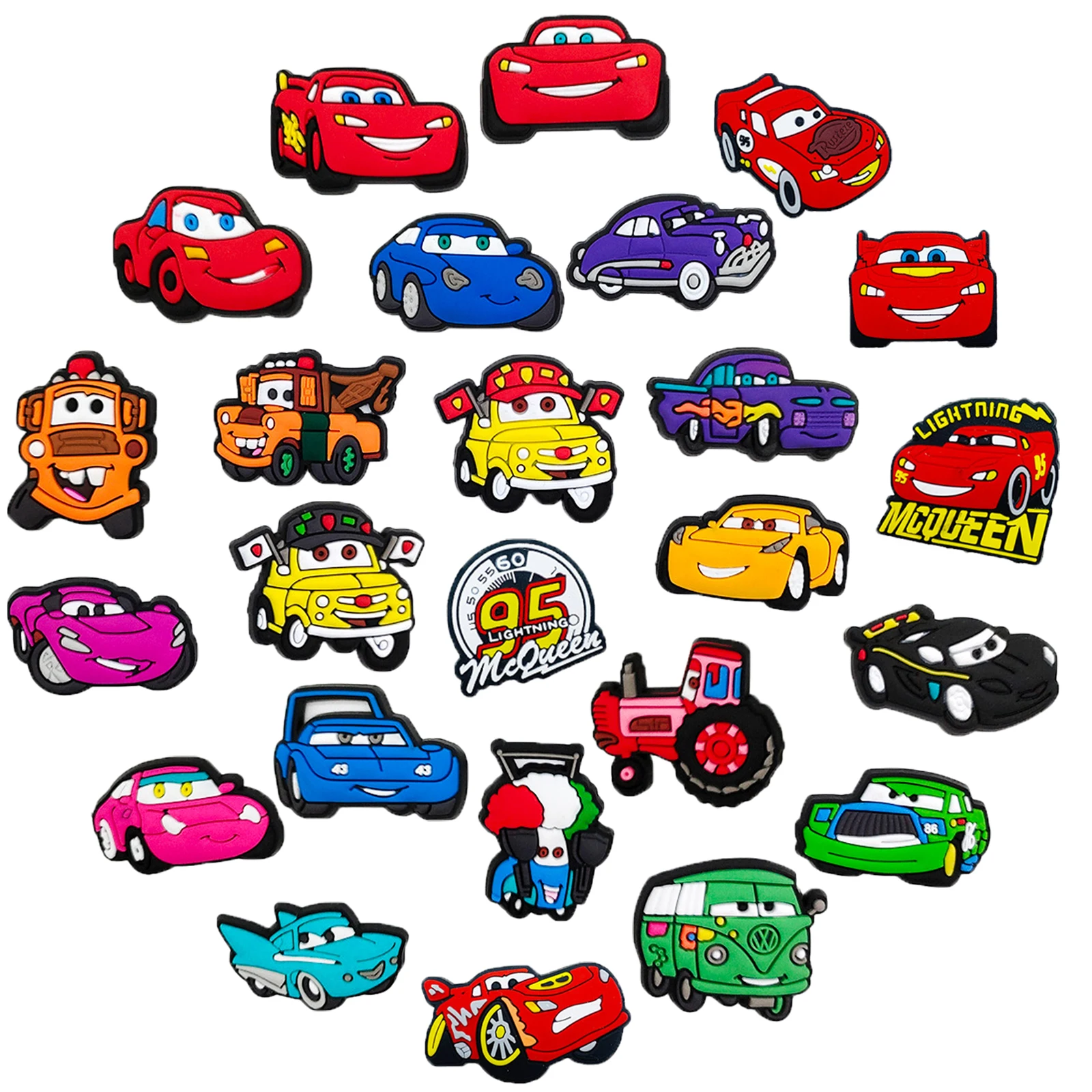 25 pièces de breloques pour chaussures Potdemiel Disney Racing Car Series, pour la décoration de chaussures DIY, accessoires, sandales à bulles, épingles à chaussures