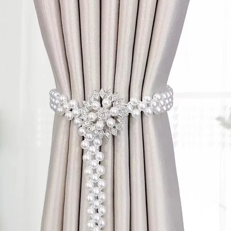 1Pc Creative curtain buckle hanging rope buckle decoration simple and light luxury drawstring ABS pearl elastic rope