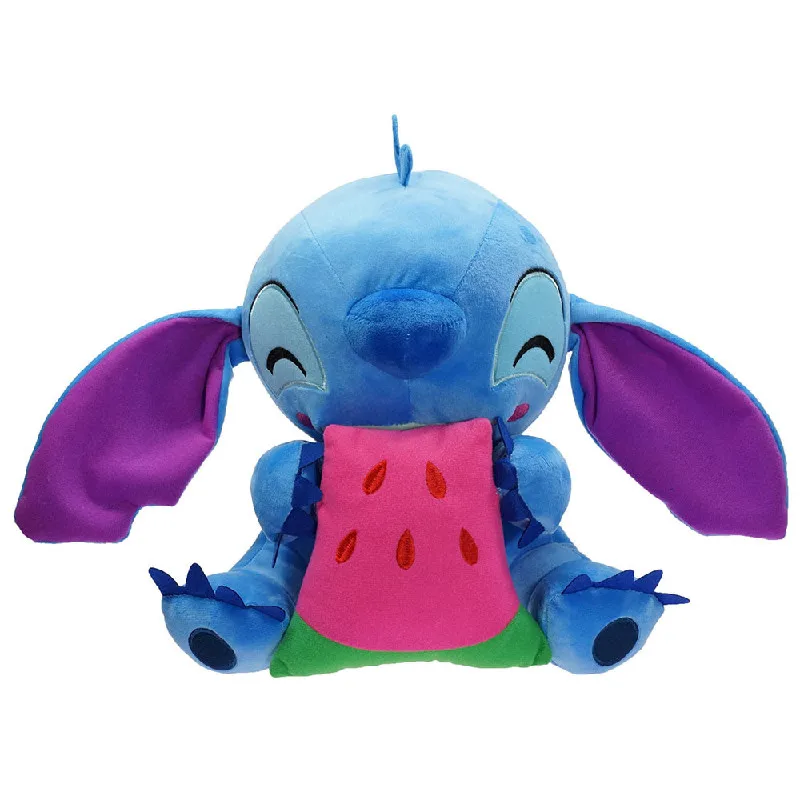 

Disney Anime Cartoon Eat Watermelon Lilo & Stitch Plush Toy Pillow Kawaii Soft Stuffed Doll Sofa Room Decoration Children Gifts