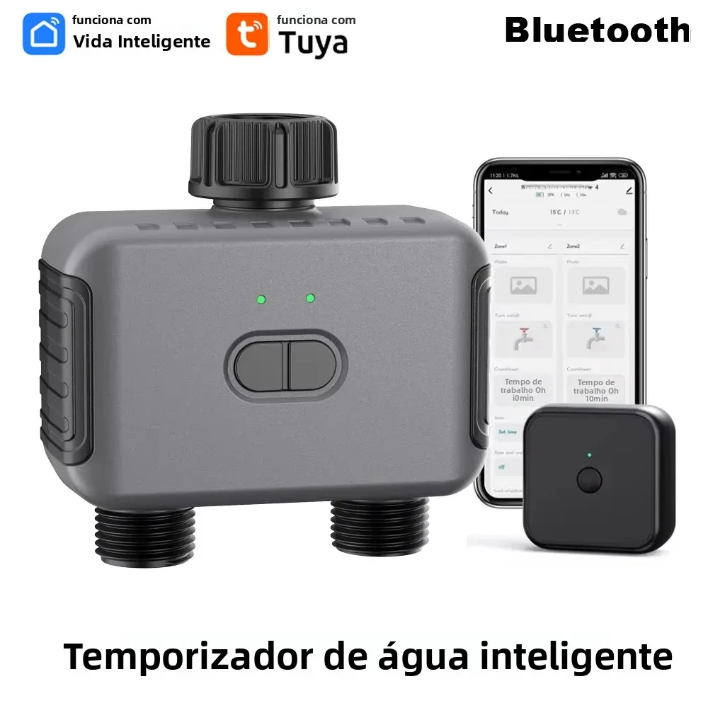 Tuya inteligente jardim rega temporizadores 2 saída sprinkler controlador de irrigação por gotejamento válvula água chuva atraso controladores programáveis