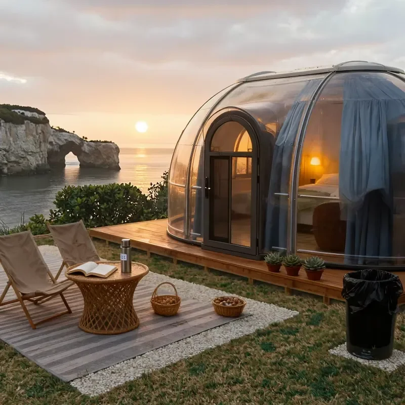 Modern Four Season Waterproof UV-Resistant Outdoor Igloo Glamping Geodesic Dome Bubble House Tent Bathroom for Hotels