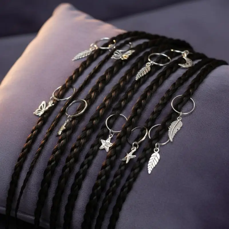 22 Pieces Silver Hair Braid Charms With Assorted Moon Butterfly Heart Star Feather Pendants Perfect