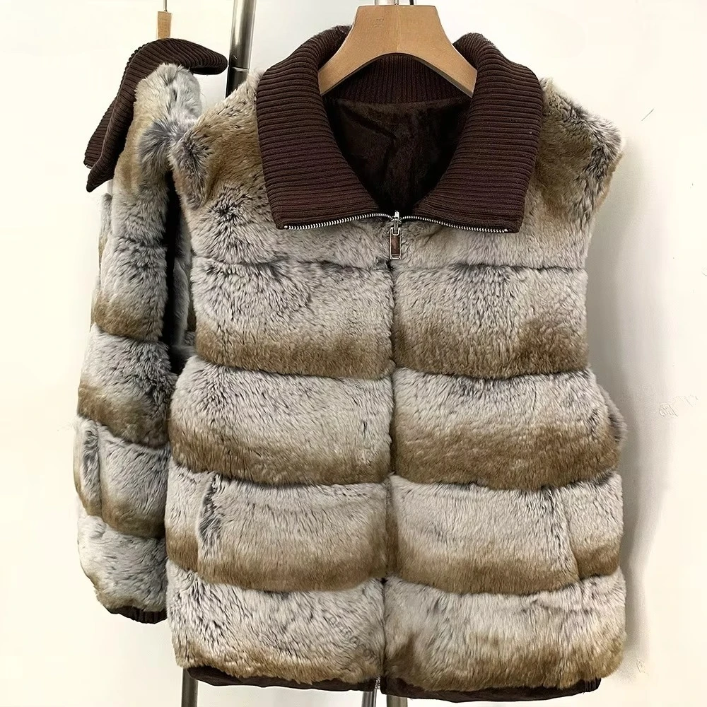 Woman Winter Coats with Oversized Stand Fur Collar Women's Fur Coat Zip Closer Jacket with Fur Cold Season Outerwear for Travel