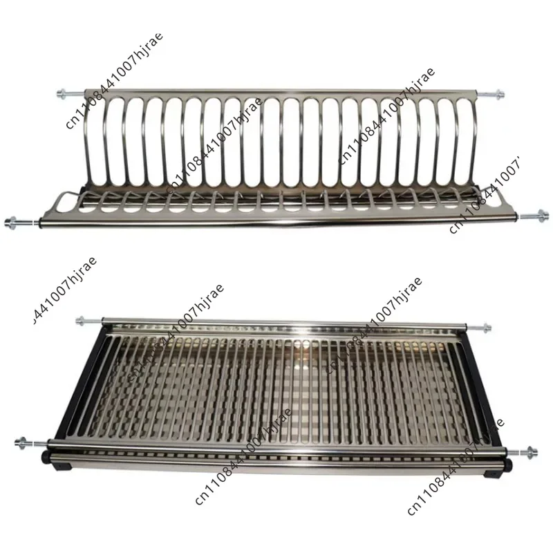 2 Layer In-cabinet Pull-out Dish Basket Stainless Steel Drying Storage Rack for Wall Mount Kitchen Cabinet