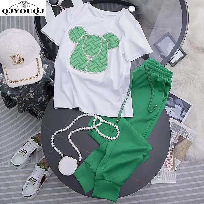 

2025 Spring/Summer New Fashionable Printed Short Sleeve Top+Casual Pants Two Piece Set Thin