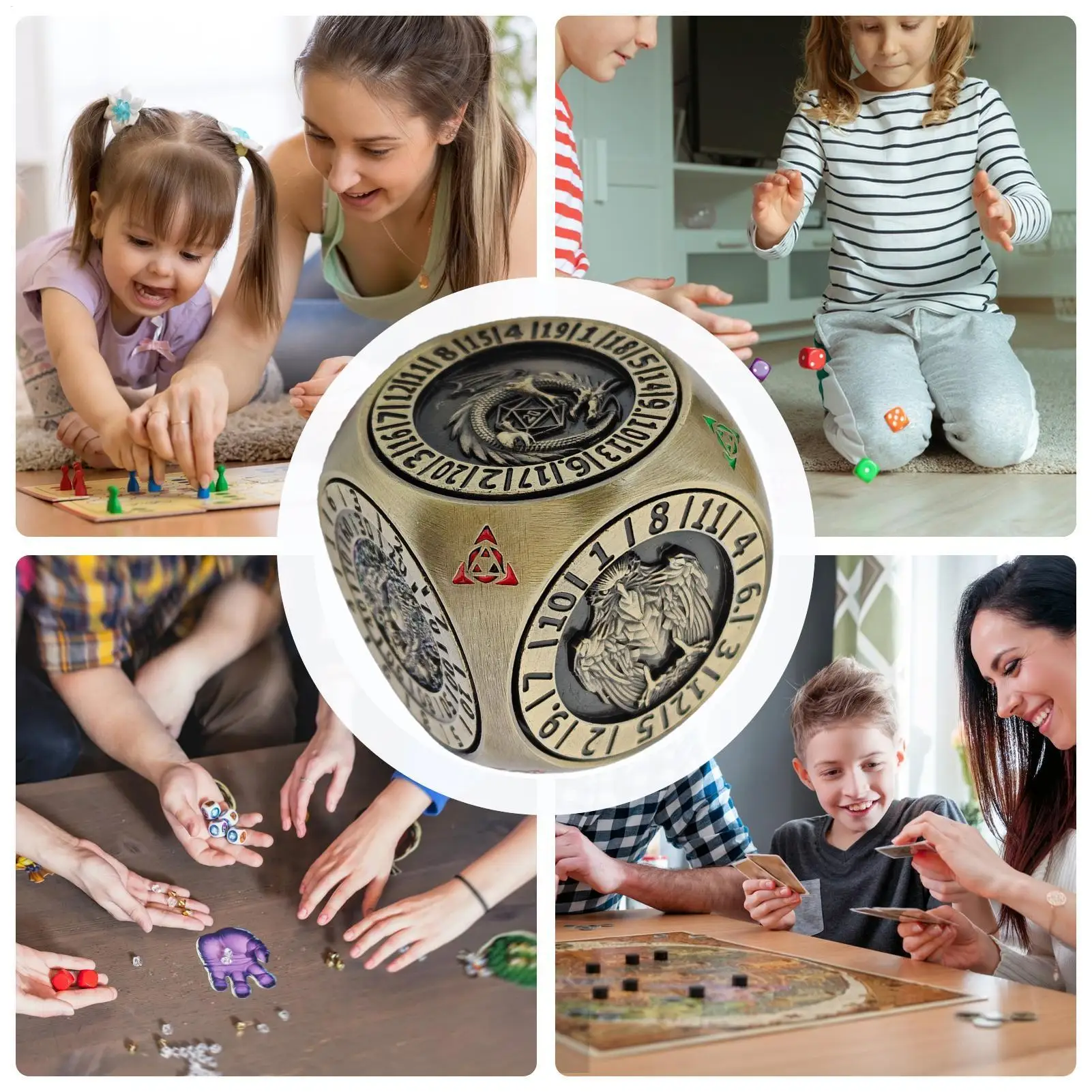 

Role Playing Game Dice 6-Sided Metal Parties Game Spinner Dice Kit Multi-functional Gathering Accessories For Competition