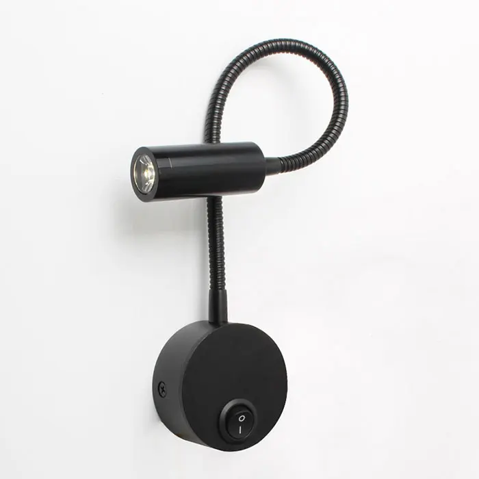 

Светодиодный настенный светильник для чтения с гибкой ножкой, черный, белый, серебристый, 4000K, с выключателем, для изголовья кровати, стола, ночника, домашнего декора