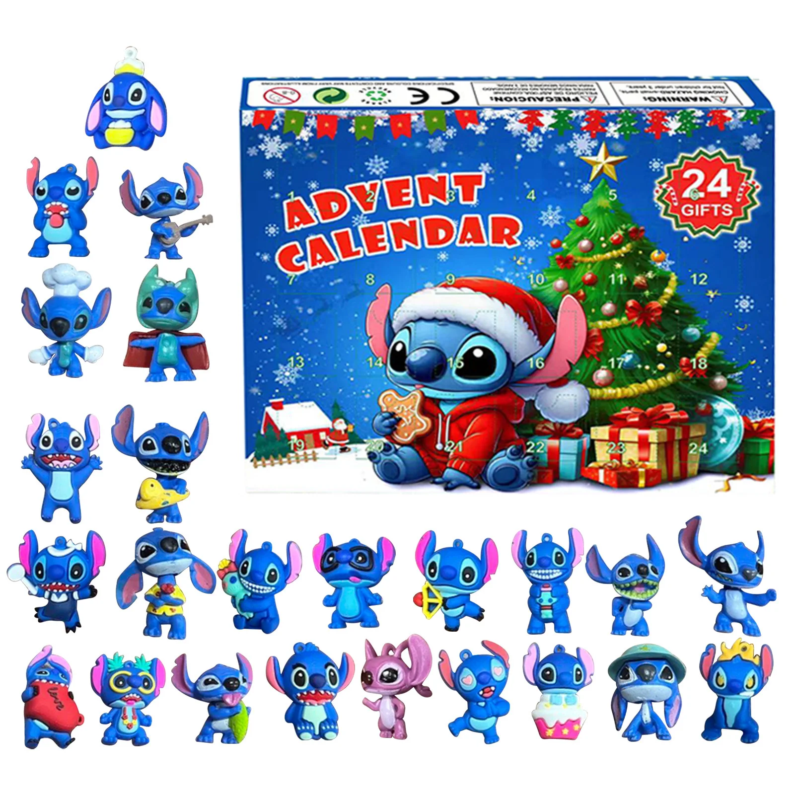 

2025 Stitch StarCraft Baby Christmas Arrival Calendar 24pcs Small Pvc Figure Halloween Countdown Anime Gift Handmade Keychain
