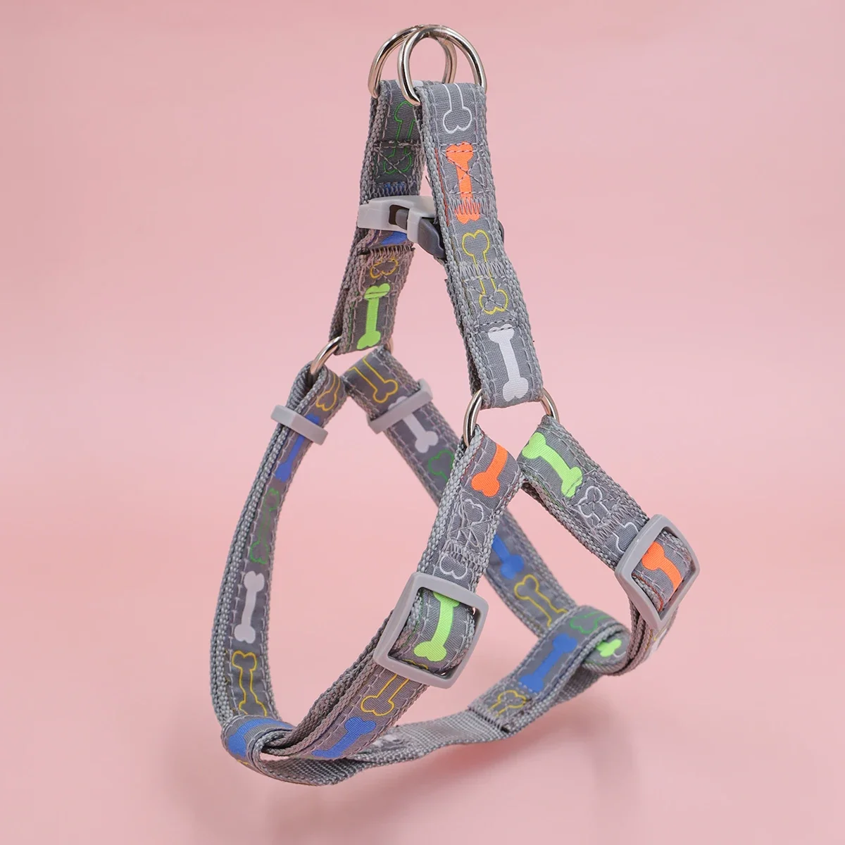 

A colorful bone tripod pet dog harness indoor and outdoor use