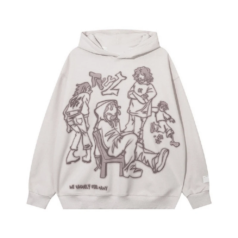 American cartoon character printed hooded sweatshirt for both men women in street fashion loose autumn winter pullover hoodie