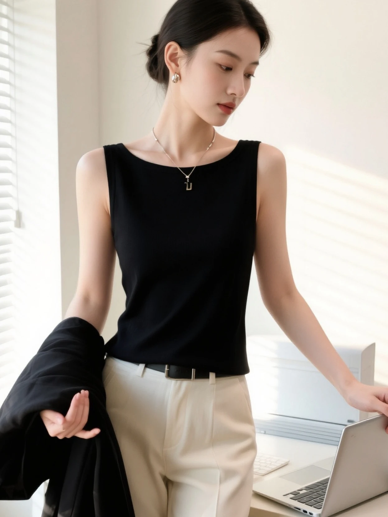 Summer 2026 New One-Shoulder Boat Neck Strap Vest Women's Suit Casual Sleeveless Base Top Inner And Outer Wear T-Shirt