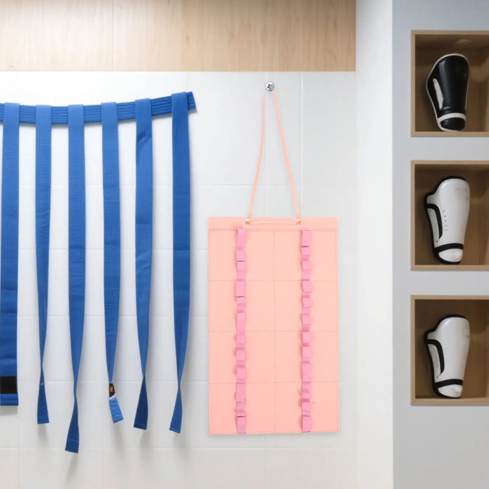 

Комплект из 2 складных сумок для хранения инвентаря для боевых искусств, органайзер для барабанных палочек, подвесная стойка для 12 поясов для карате