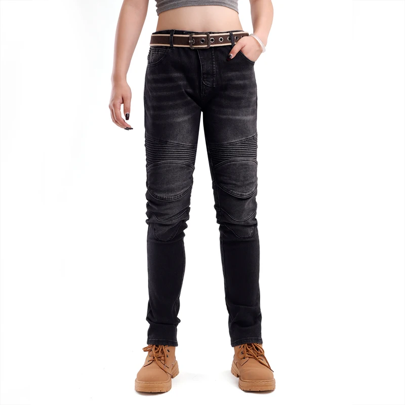 جينز نسائي للدراجات النارية باللون الأسود لركوب الطرق الوعرة معدات حماية للدراجة الترابية للسيدات #4