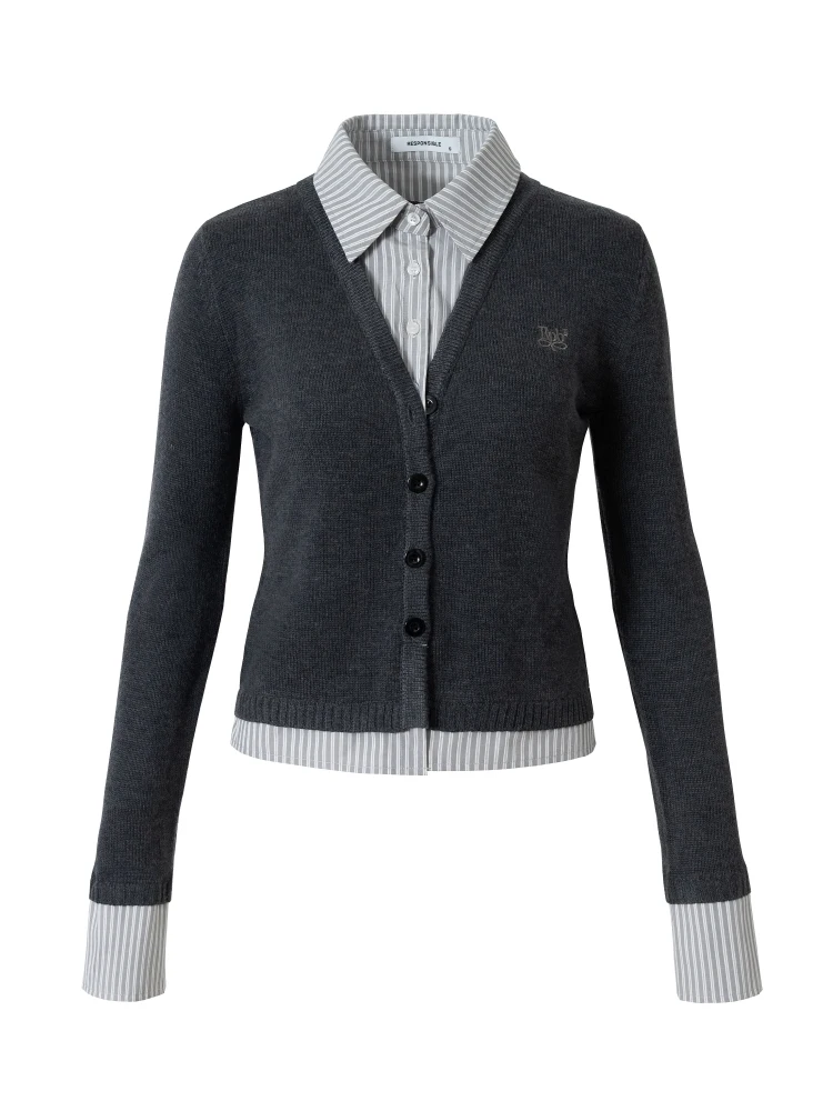 

Вязаный кардиган с V-образным вырезом от бренда RPB, женский, с эффектом утяжки талии, модный, для ношения под одеждой, в студенческом стиле, утягивающий топ