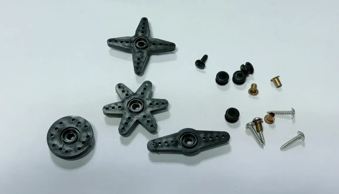 PVC Cross hexagonal disc circular rocker 4pcs arm parts washer screws for GS-D9257 9257MG 9650 Servo For Trex 450 500 RC Heli view 2
