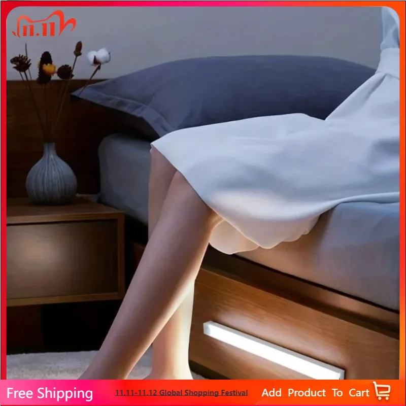 ضوء ليلي LED منزلي 30 سم، استشعار جسم الإنسان، خزانة الممر، ضوء مدخل طويل، بدون أسلاك، ضوء تحريض للشحن
