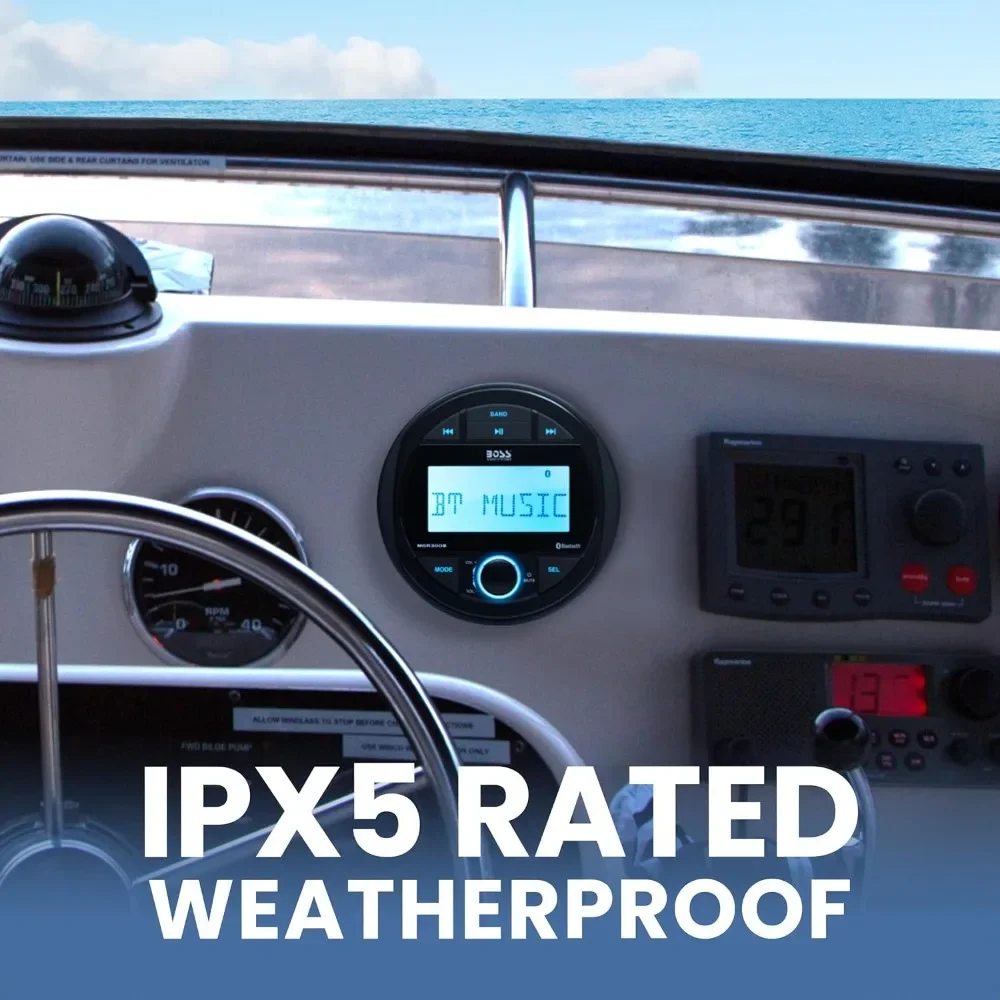 for  Boat Stereo Gauge Receiver - Bluetooth, No CD DVD Player, AM/FM Radio, IPX5 Weatherproof, USB, MP3