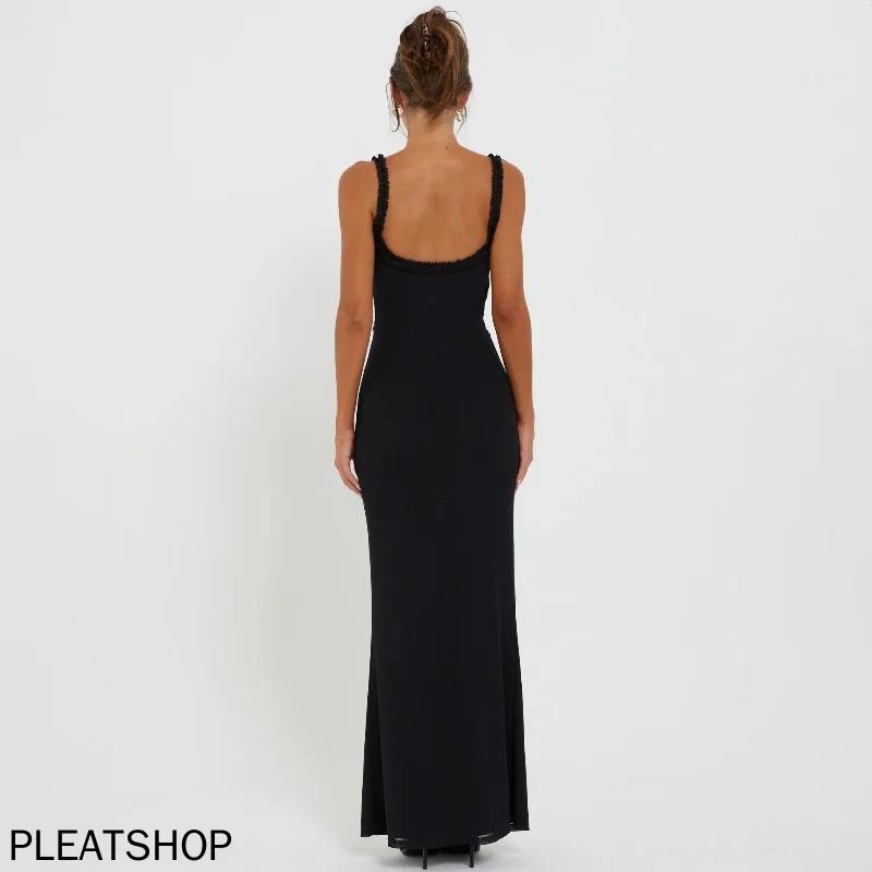 Sexy Abend-Club-Party-Kleider für Damen, 2022, Sommer, ärmellos, rückenfrei, aushöhlen, Maxi-langes Kleid, elegante, figurbetonte weiße Robe