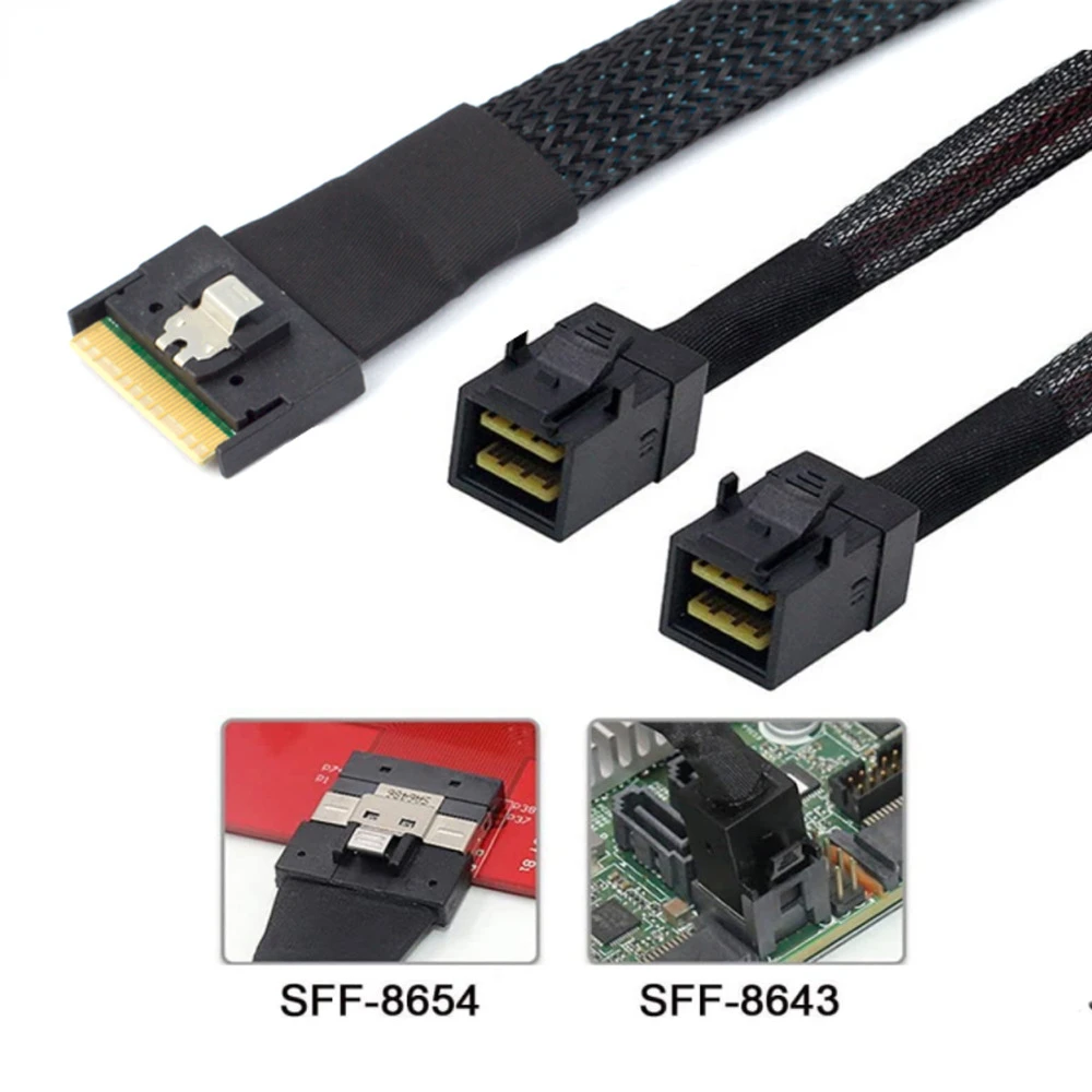 

MINI SlimSAS SFF-8654 8i 4.0 to 2X SAS HD SFF-8643 server Connection Cable