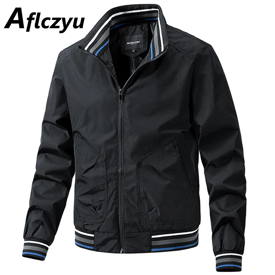 

Causal Jacket Men Solid Color Coat Spring Autumn Varsity Jacket Male Polyester Coat Fashion Fit Jackets Khaki Black Green