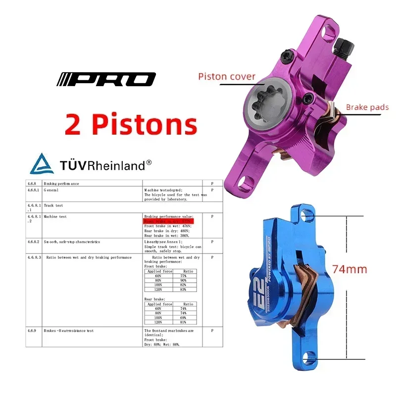 2 Piston Bicycle Hydraulic Disc Brake MTB Brake Caliper IIIPRO E2 Mountain Bike Brake Oil Pressure 800/1550mm Front Rear