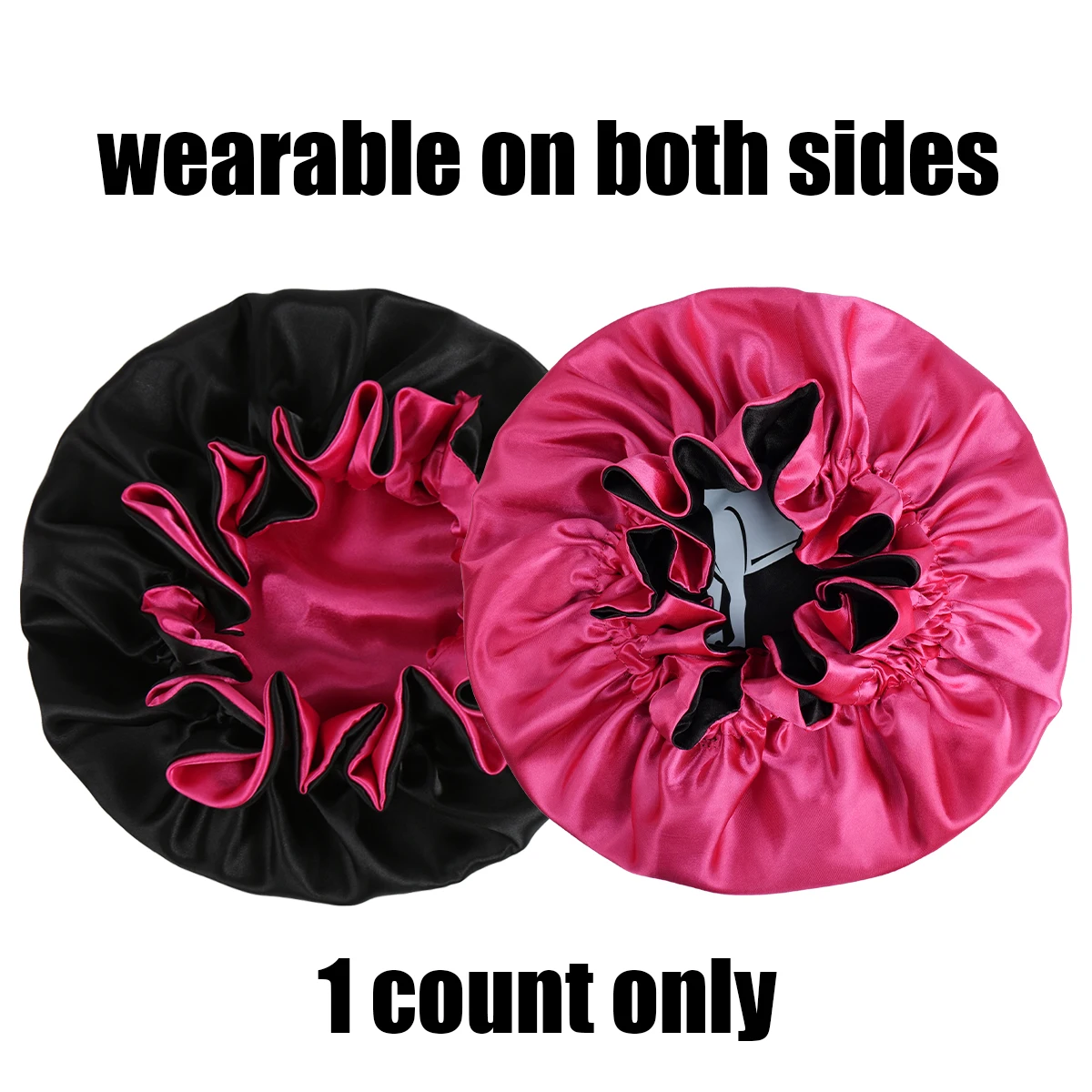 (1-Pack）Reversible Satin Sleep Bonnet with Hidden Zodiac Print-Adjustable Wide Band for Hair Protection,Makeup & Night Routines