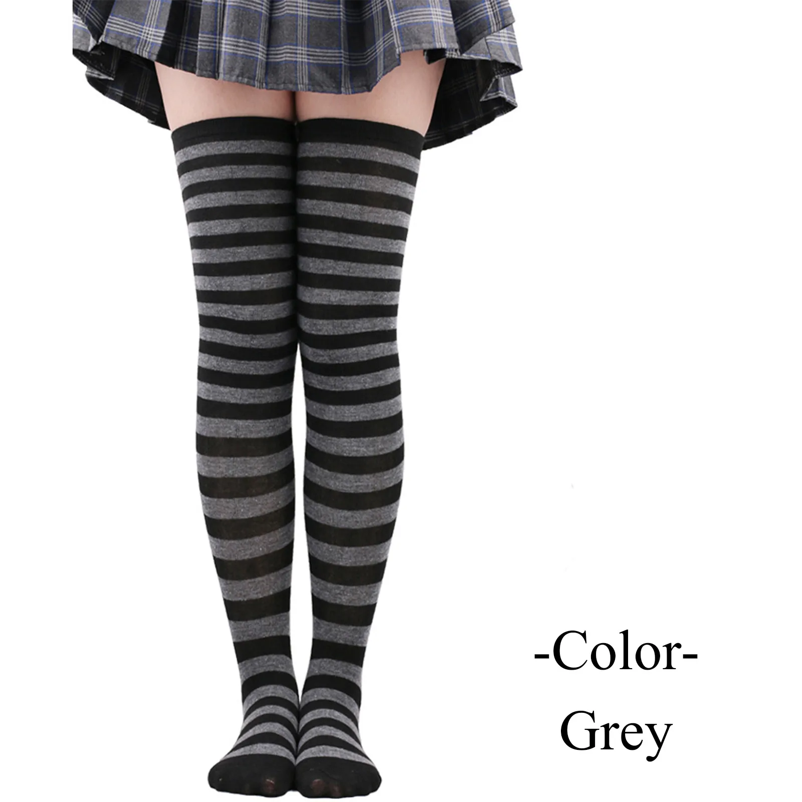 Women's Striped Knee High Socks Long Stripe Printed Thigh High Striped Cotton Socks Colorful Fun Elastic Comfort Winter Socks