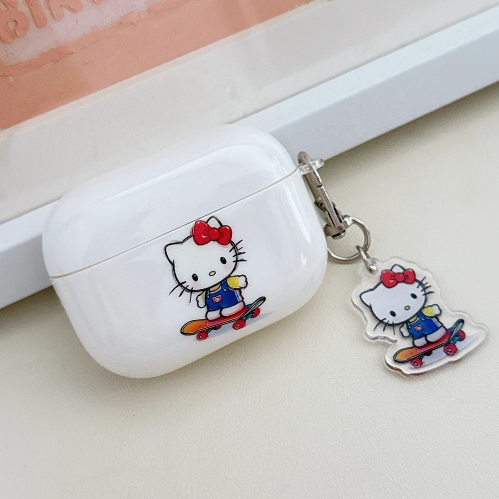 Милый чехол для наушников Sanrio Hello Kitty для Airpods 4 1 2 3 Pro 2 3, защитный чехол для беспроводной Bluetooth-гарнитуры с подвеской