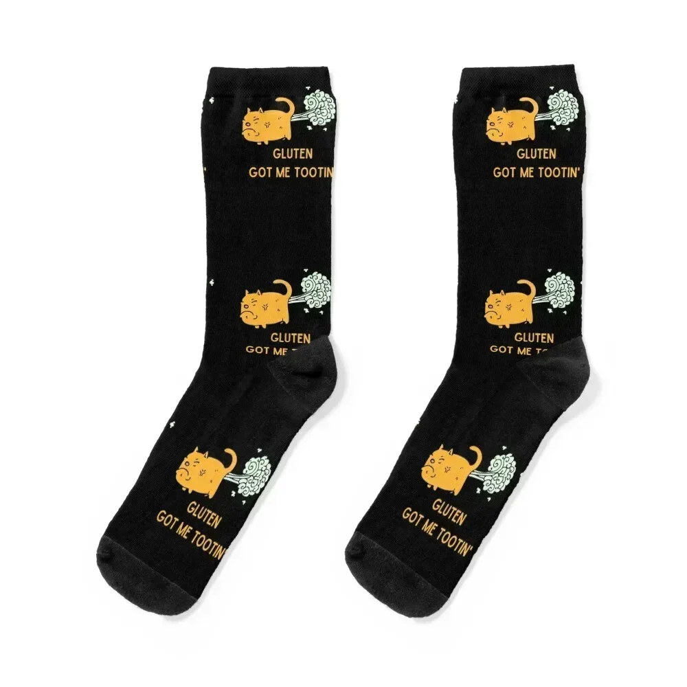 

Gluten Got Me Tootin' Cat Socks snow sheer custom sports tennis Man Socks Women's