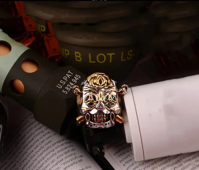 

Expendables Stallone Retro Skull Lucky Open Ring Trendy Movie Thumb Ring