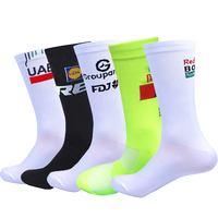 White UAE Cycling Socks FDJ TEAM Lightweight Large Mesh Design MTB Bicycle Sock Unisex Adult Compression Non Slip Runing Socks