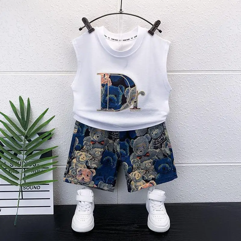 Sleeveless Toddler Boys T-shirs + Shorts Kids Clothes Sets Children's Clothes