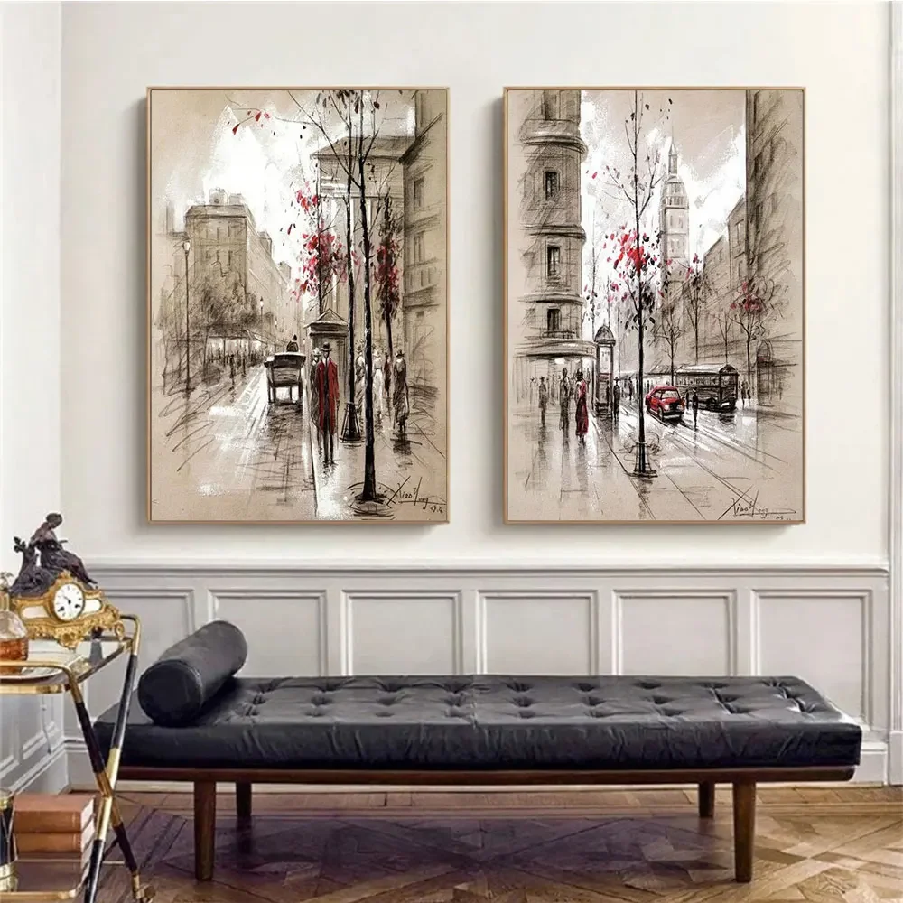 Paris Saint Seine Street Landscape City Print Nordic Canvas Wall Art Picture Living Room Home Decoration Gift