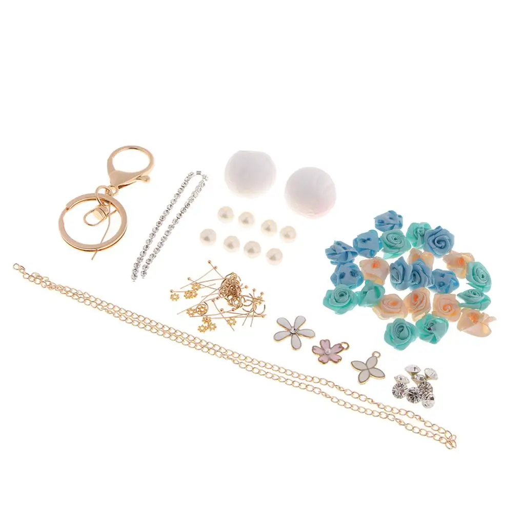 DIY Keychain Making Kits Set Diamante Bag Findings, Craft Supplies for Making Car Chain Accessories