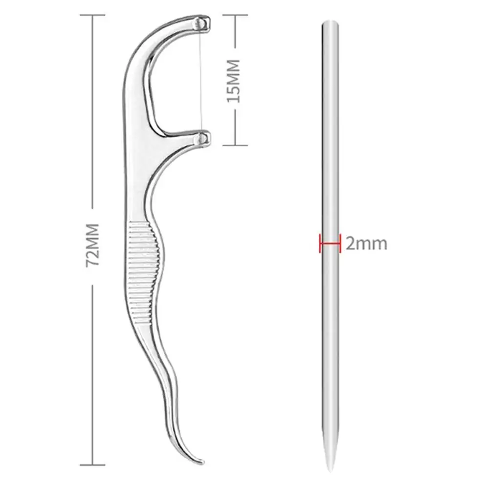 Dust-proof Portable Lightweight Easy to Use Tooth Cleaning Flossing Holder Stainless Steel Flosser Dental Floss Floss Stick