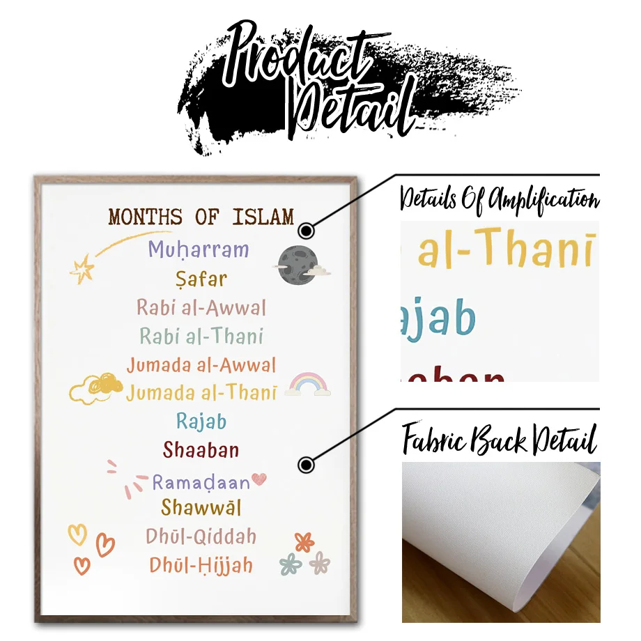 الإسلام مسلم الأنبياء العربية الأبجدية الله القرآن التخصيص الأطفال الحضانة جدار الفن اللوحة المشارك الطفل غرفة الاطفال ديكور