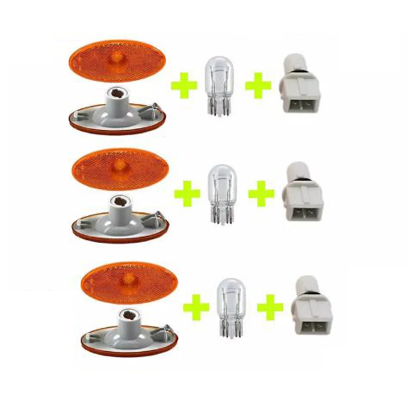 3 Kits Car Lights Signal Lamp Lens/Bulb Holder/Bulb For Renault Master Side Marker Lamp Light Lens+Bulb Holder+Bulb 261b00001r